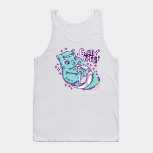 Good night kitten chasing stars on the moon Tank Top